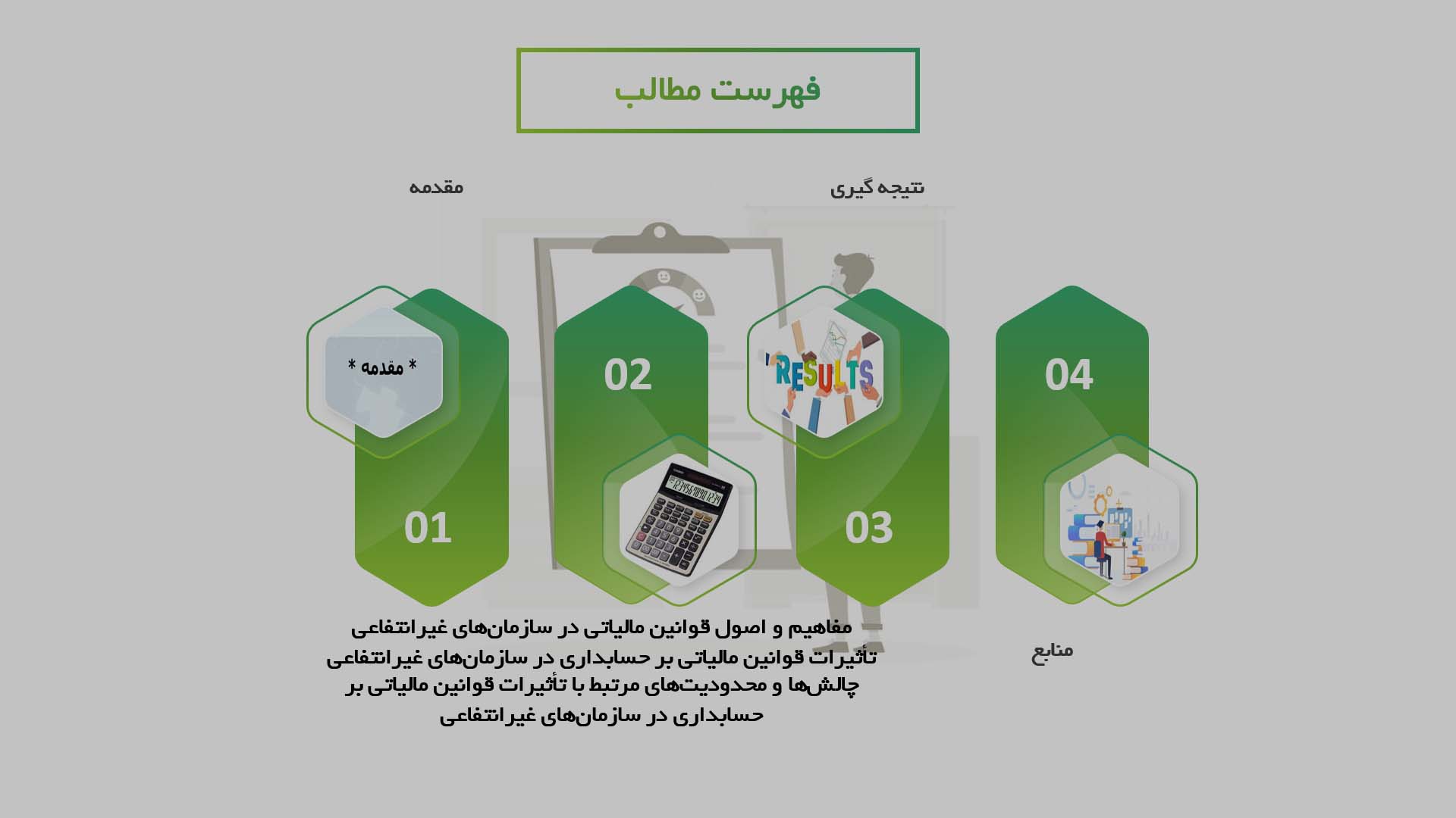 پاورپوینت در مورد تأثیرات قوانین مالیاتی بر حسابداری در سازمان‌های غیرانتفاعی